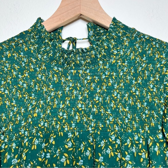 Free People Women Roma Top Small Green Ditsy‎ Floral Victorian Royalcore Sheer - Picture 3 of 10